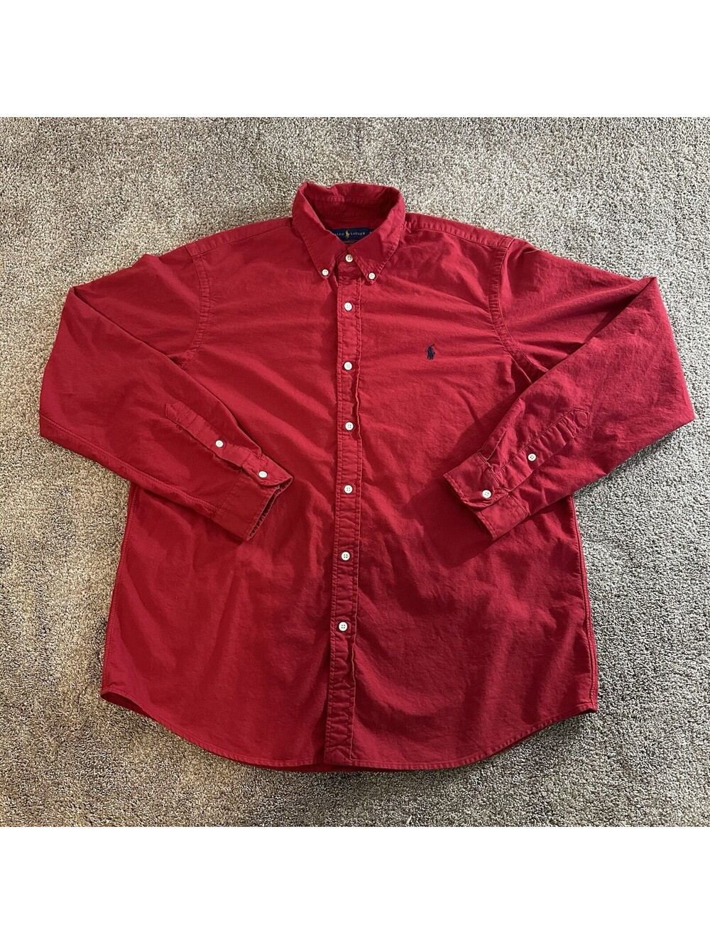 Vintage Ralph Lauren Shirt Mens XL Red Long Sleeve Button Down Classic Fit Pony